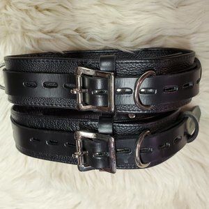Pair of Strick Leather Adjustable Lockable Thigh Cuffs - BDSM Gear
